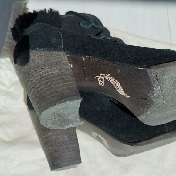 worn once UGG Suede Winter Heel Ankle booties sz 8 - Picture 8 of 8